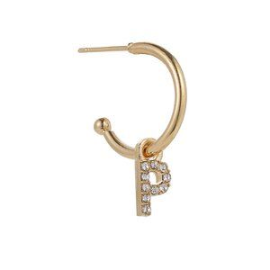 Gold Tone Alphabet Initial Earring Letter P 3 Pack
